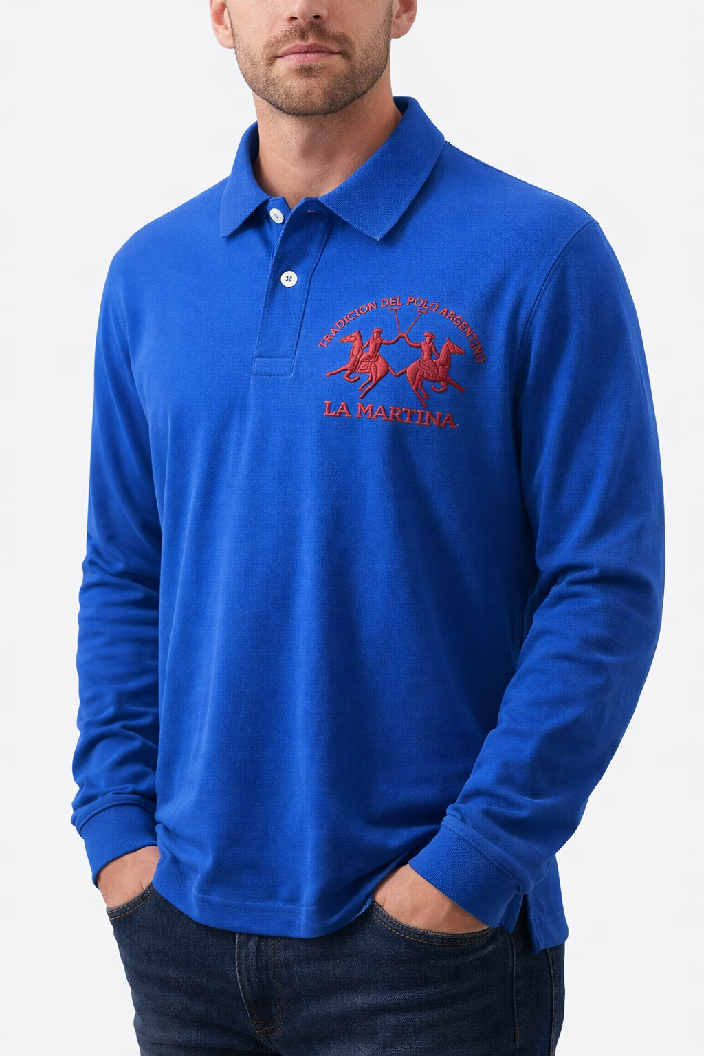 La Martina Poloshirt langarmig Blau