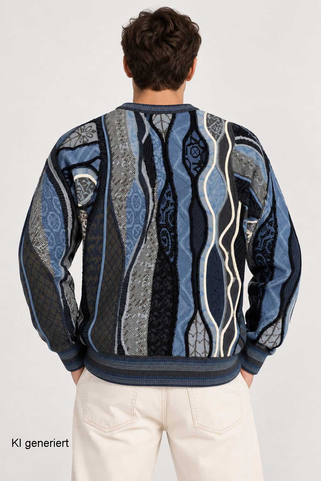 Carlo Colucci 3D Strickpullover Schwarzblau