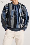 Carlo Colucci 3D Strickpullover Schwarzblau