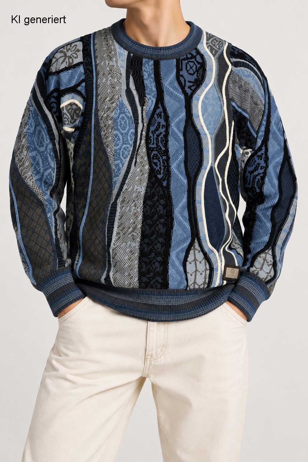 Carlo Colucci 3D Strickpullover Schwarzblau