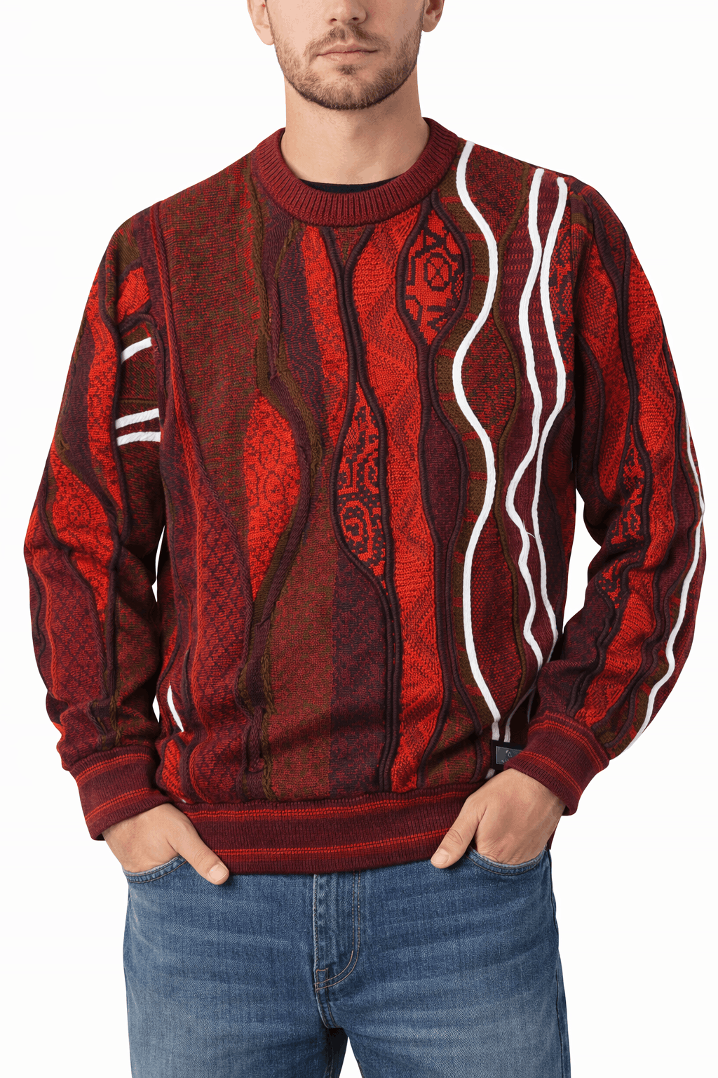 Carlo Colucci 3D Strickpullover Dunkelrot