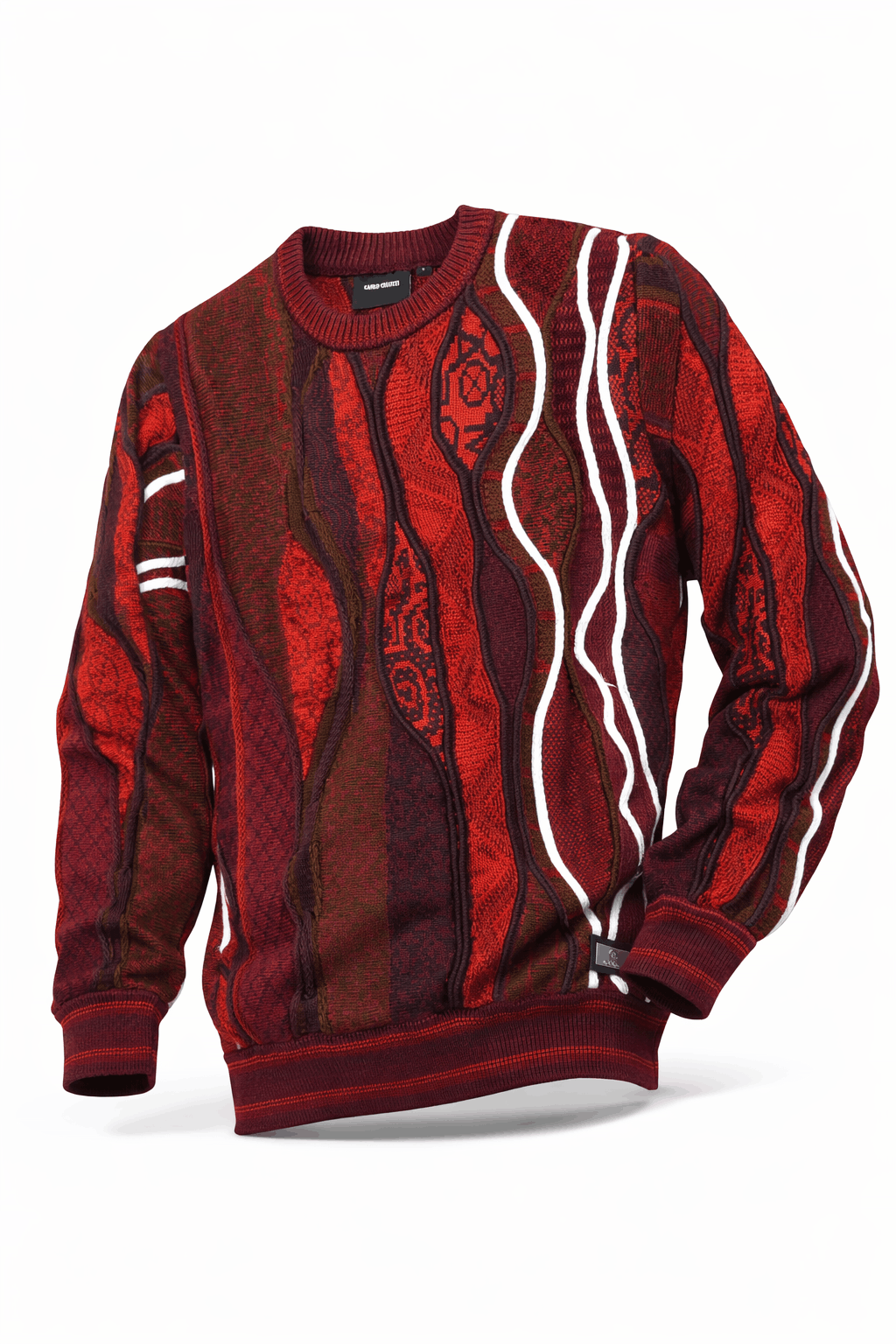 Carlo Colucci 3D Strickpullover Dunkelrot