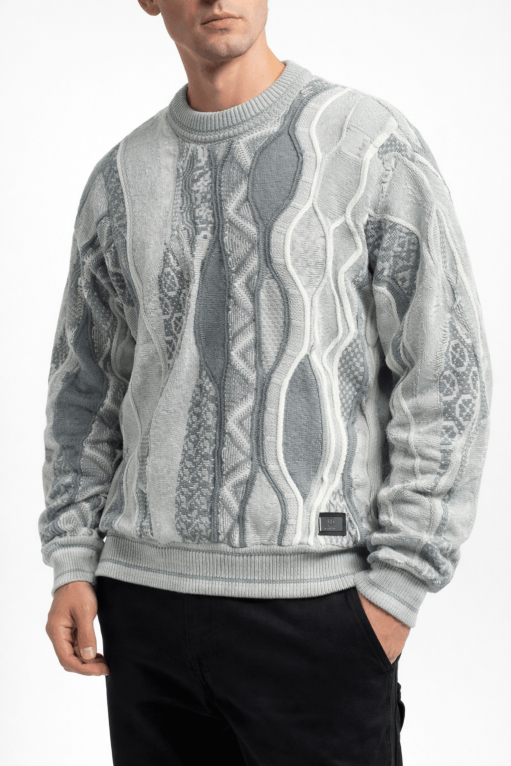 Carlo Colucci 3D Strickpullover Grau