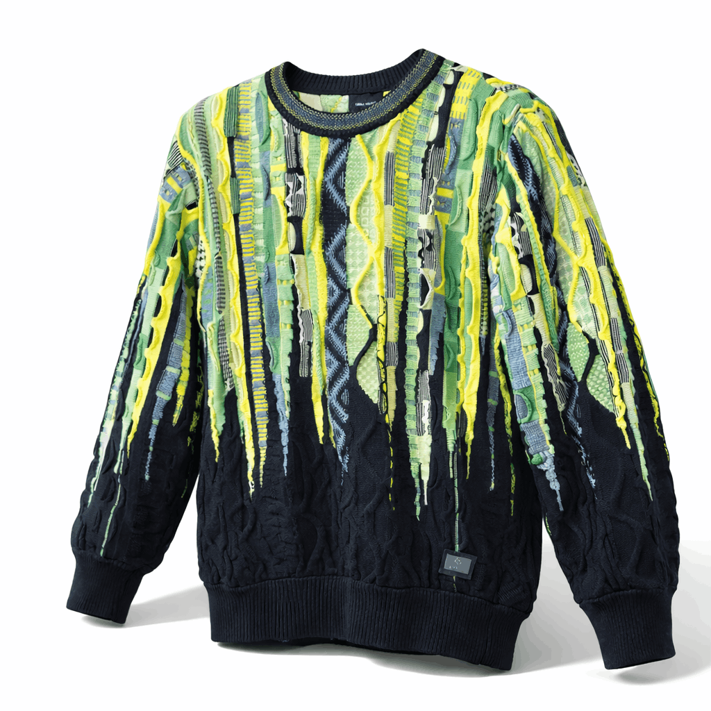 Carlo Colucci 3D Strickpullover Grüngelb