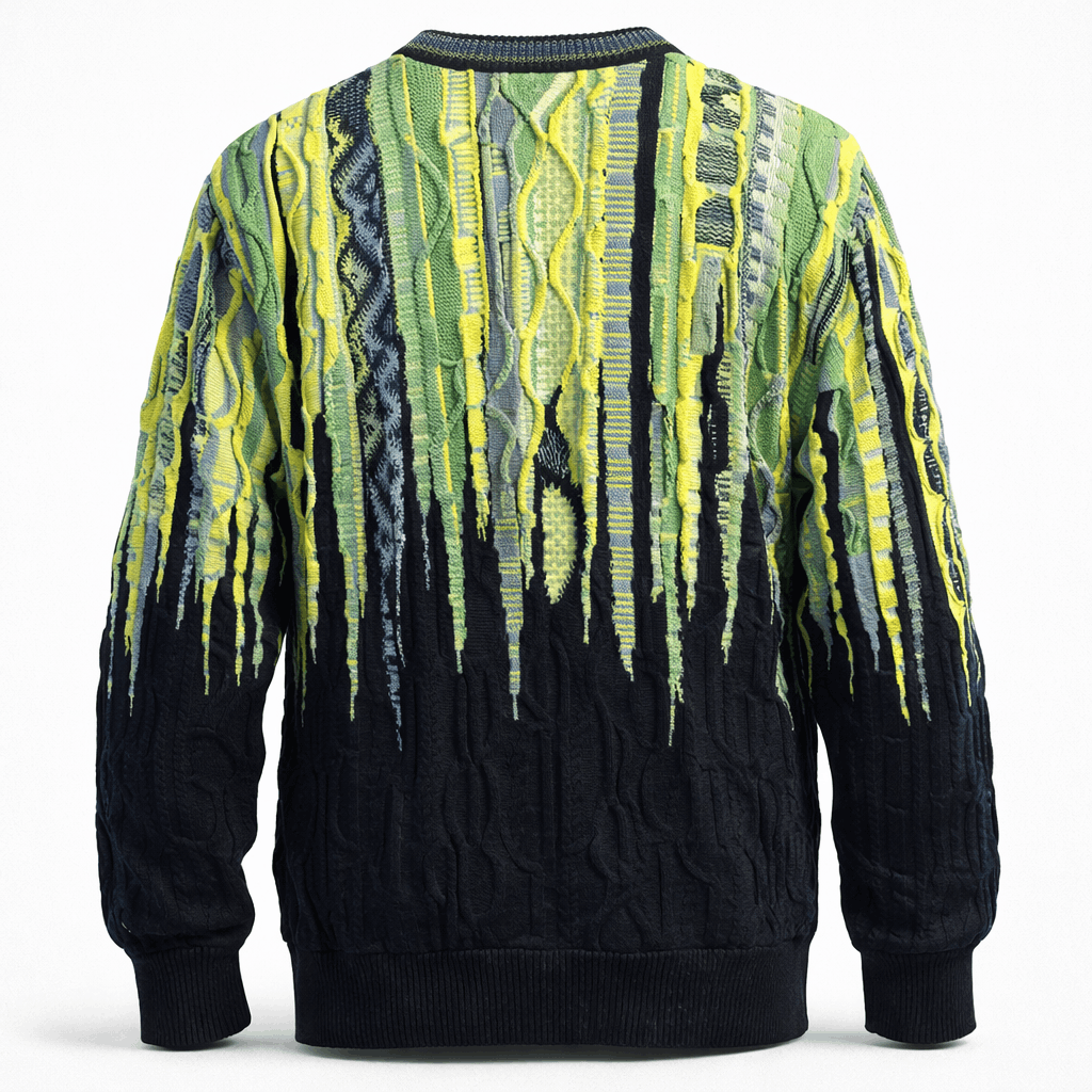 Carlo Colucci 3D Strickpullover Grüngelb