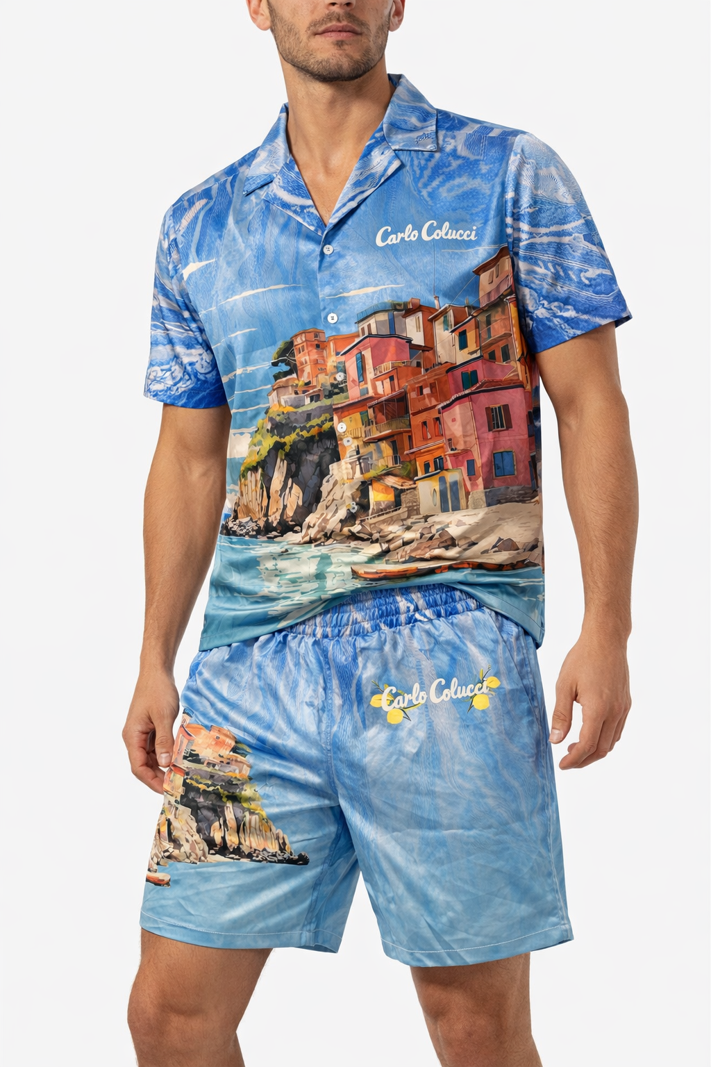 Carlo Colucci Set Satin Style Hellblau