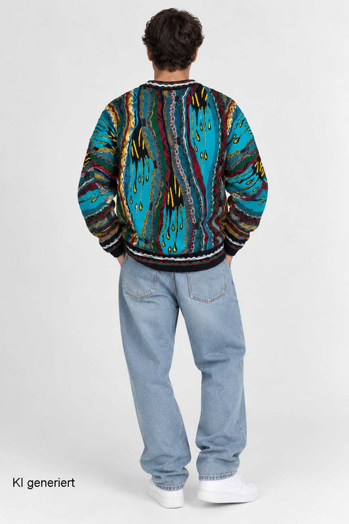 Carlo Colucci 3D Strickpullover Blaubunt