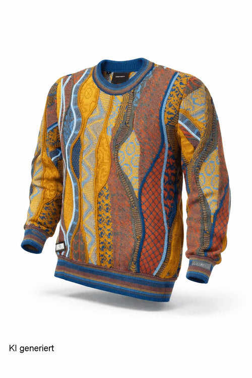 Carlo Colucci 3D Strickpullover Braunbunt