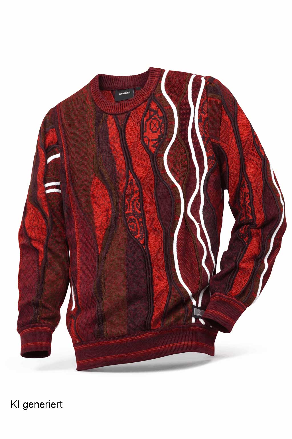 Carlo Colucci 3D Strickpullover Dunkelrot