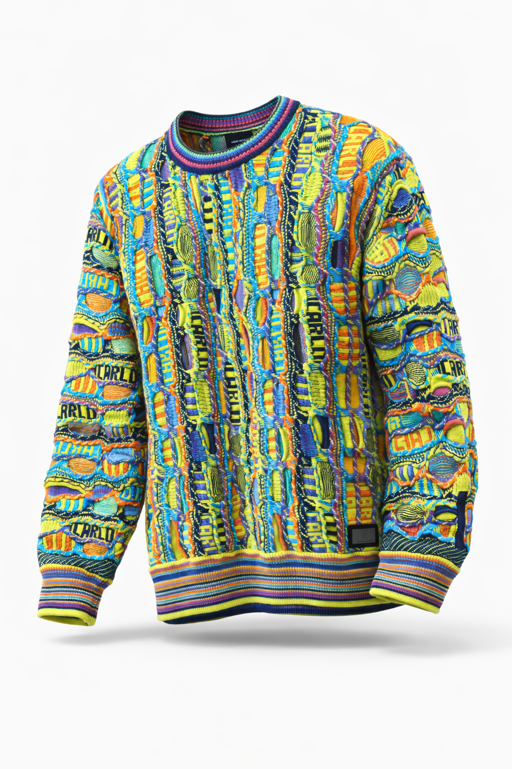 Carlo Colucci 3D Strickpullover Gelbbunt