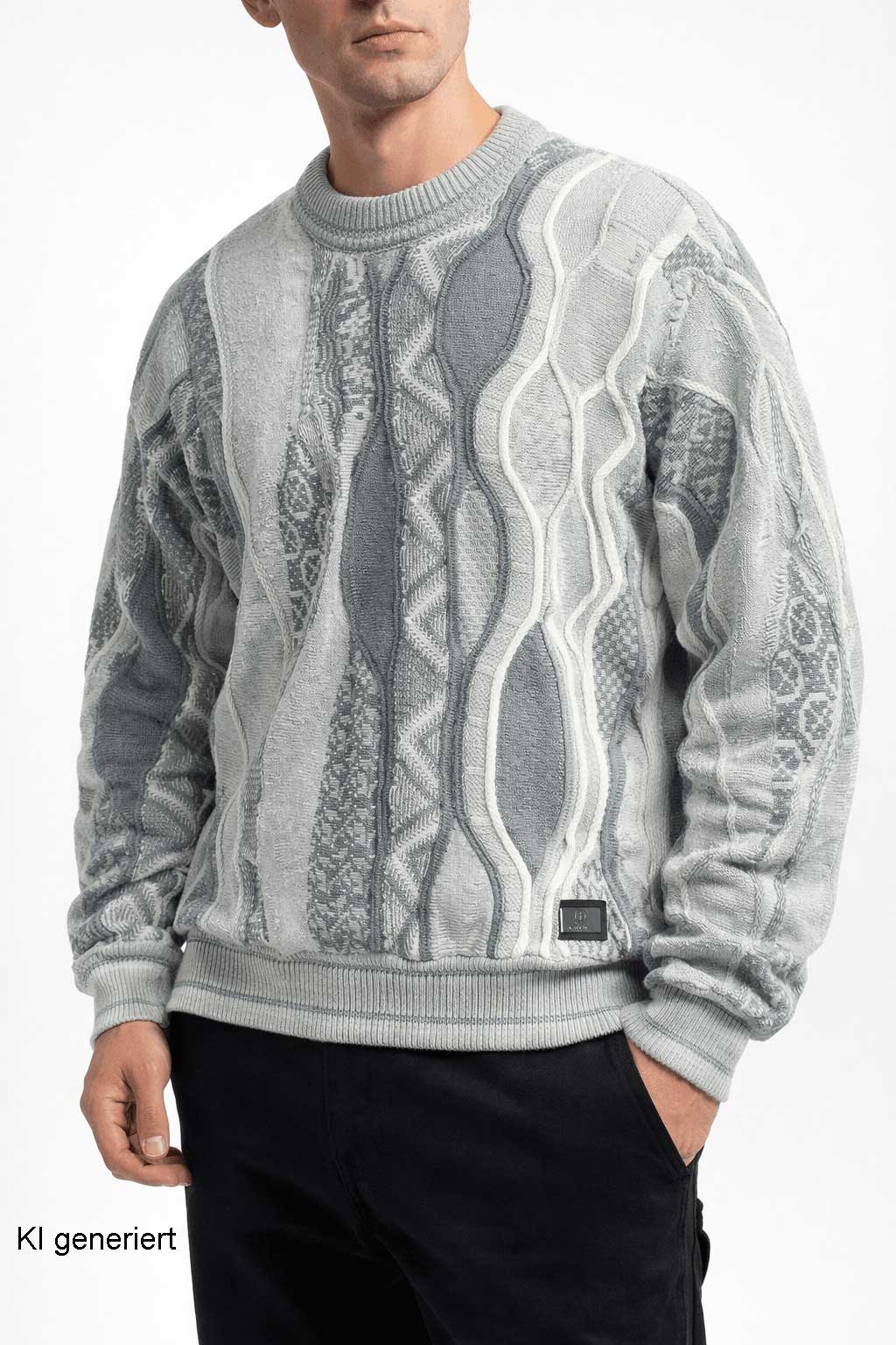 Carlo Colucci 3D Strickpullover Grau
