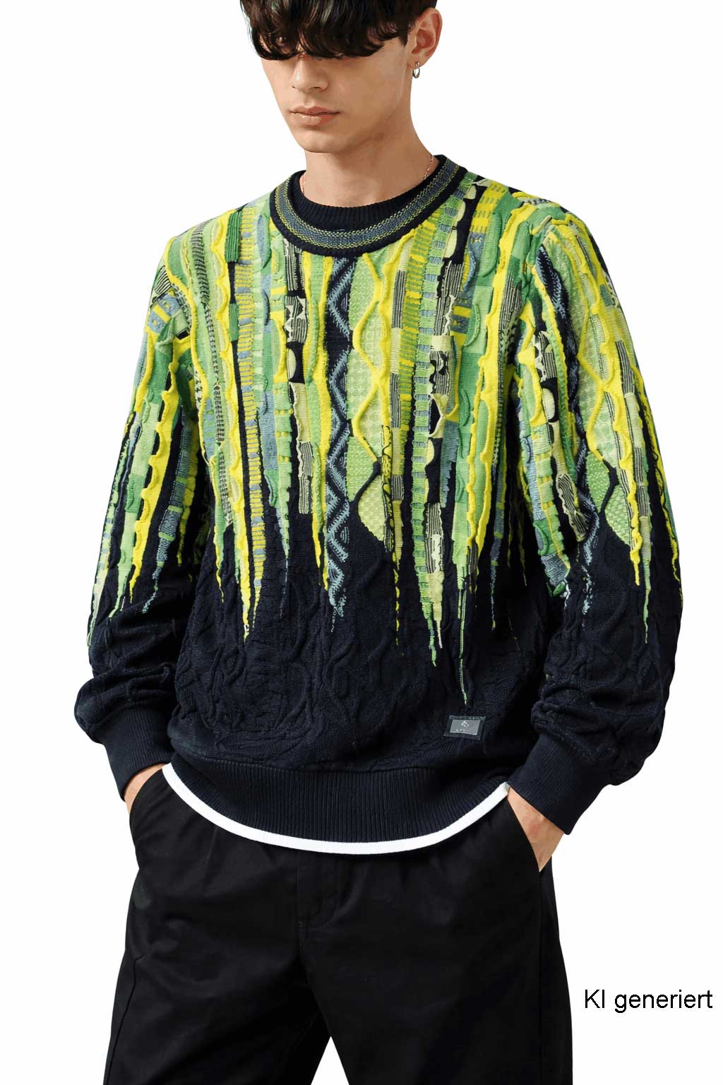 Carlo Colucci 3D Strickpullover Grüngelb