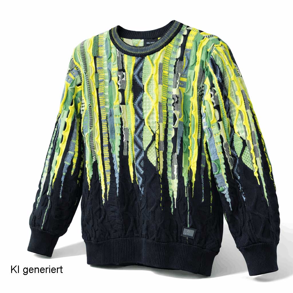 Carlo Colucci 3D Strickpullover Grüngelb