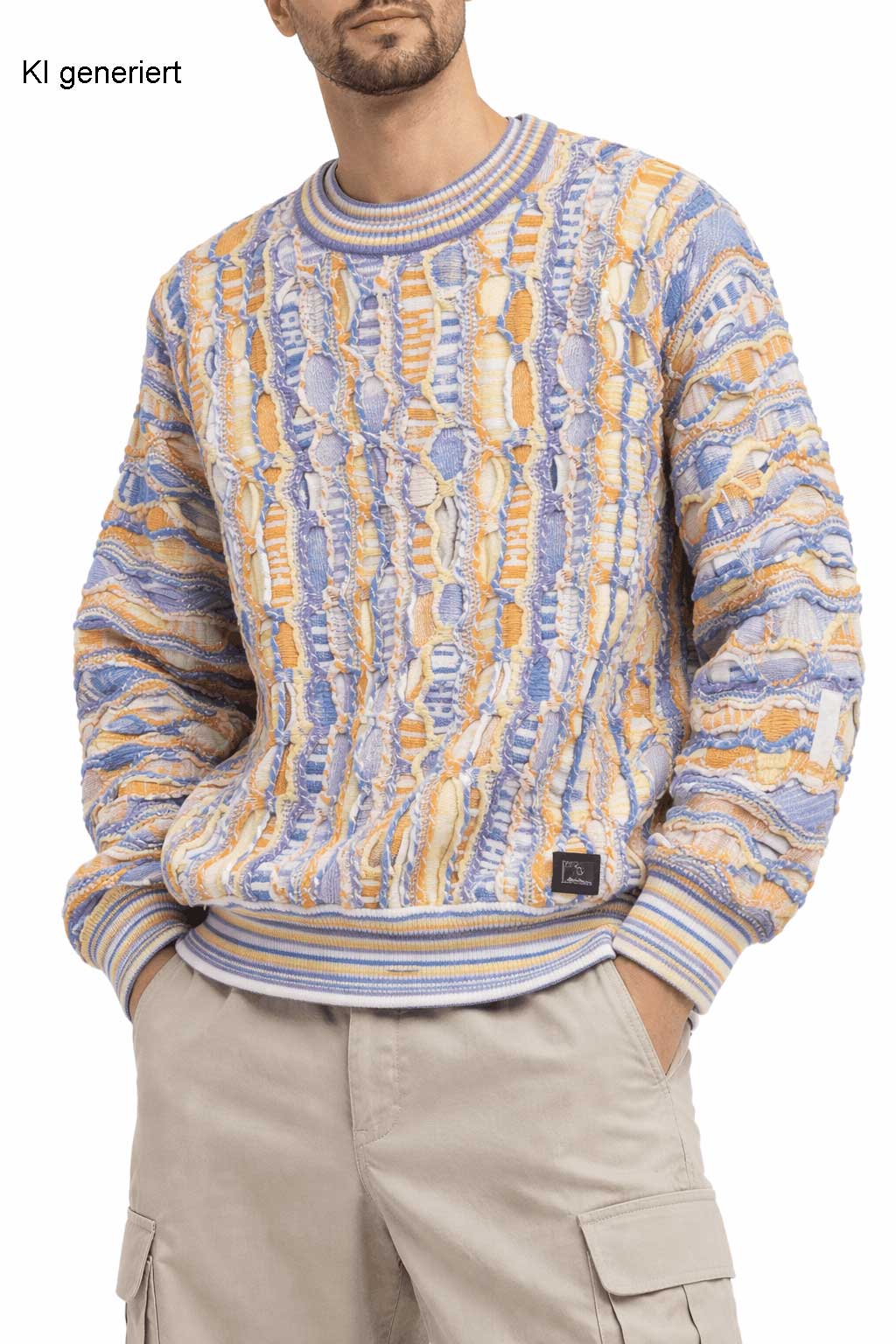 Carlo Colucci 3D Strickpullover Hellblaubunt