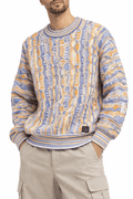 Carlo Colucci 3D Strickpullover Hellblaubunt
