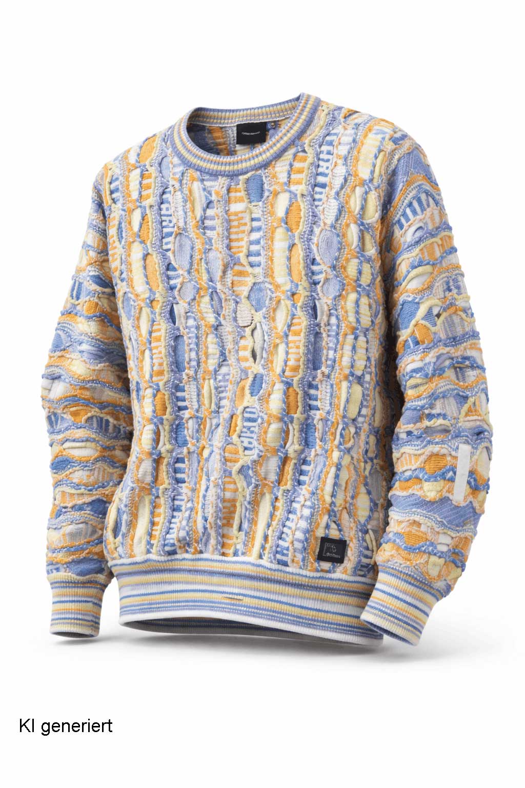Carlo Colucci 3D Strickpullover Hellblaubunt