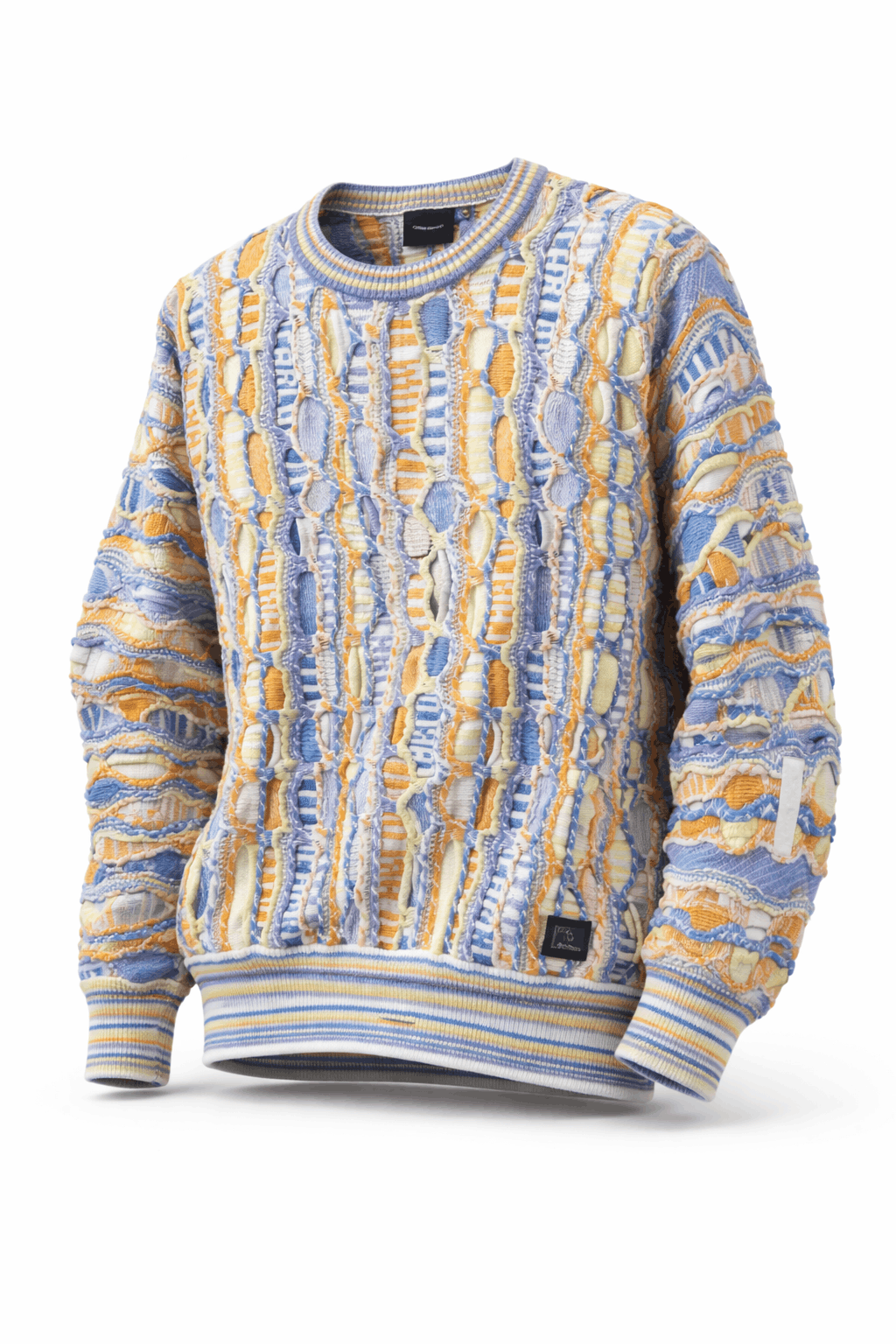 Carlo Colucci 3D Strickpullover Hellblaubunt