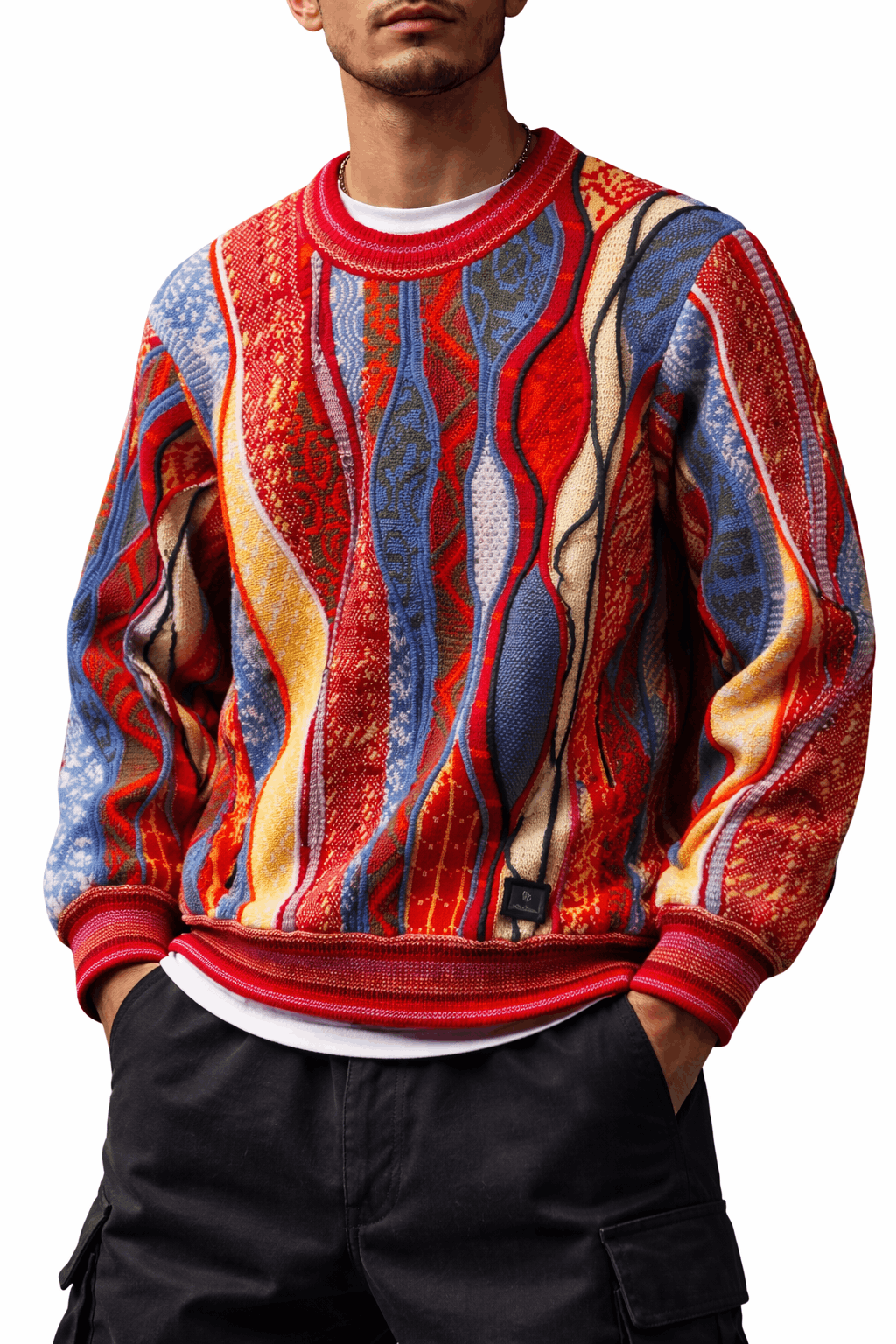 Carlo Colucci 3D Strickpullover Rotbunt