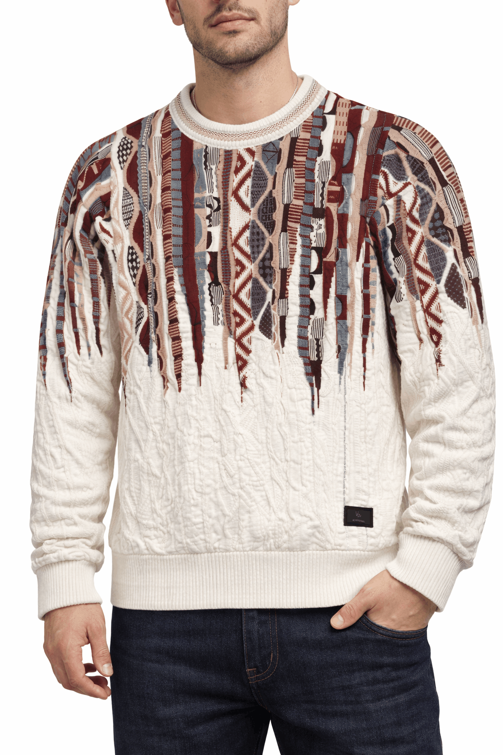 Carlo Colucci 3D Strickpullover Weißrot